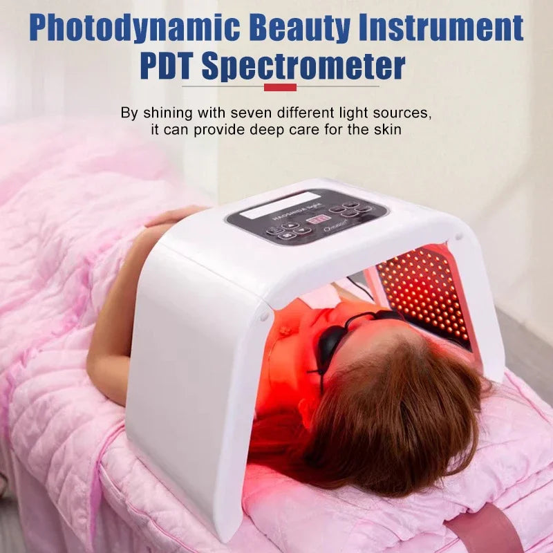 Household Portable Foldable PDT Spectrometer 7 Color LED Light Photon Therapy Device Face & Body Mask Remove Therapy Device