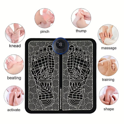 Electric USB Charging Foot Massage Mat Relaxes Foot Acupoint Massage Mat Improves Blood Circulation 8 Modes 19 Level Relaxation